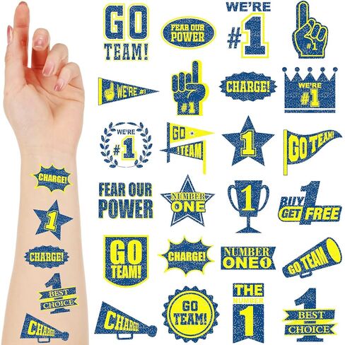 Landhoow 240 Pcs Silver Team Spirit Tattoos Temporary Glitter Go Team Tattoos School Field Day Camp Spirit Day Accessories Football Cheer Stickers for Pep Rally Supplies Color Accessories in Saudi Arabia