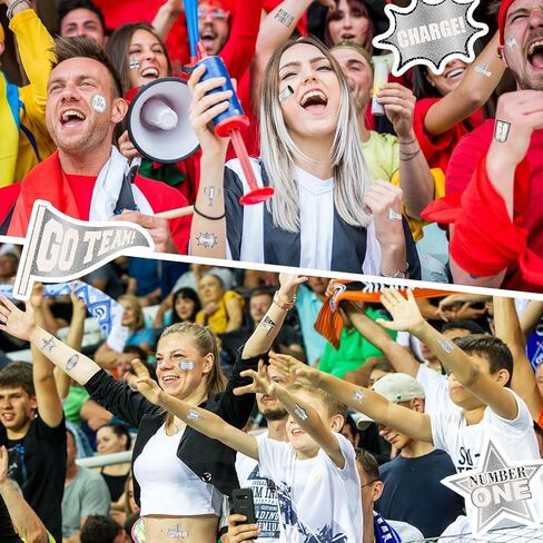 Landhoow 240 Pcs Silver Team Spirit Tattoos Temporary Glitter Go Team Tattoos School Field Day Camp Spirit Day Accessories Football Cheer Stickers for Pep Rally Supplies Color Accessories in Saudi Arabia
