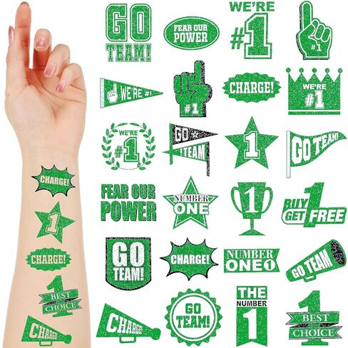 Landhoow 240 Pcs Silver Team Spirit Tattoos Temporary Glitter Go Team Tattoos School Field Day Camp Spirit Day Accessories Football Cheer Stickers for Pep Rally Supplies Color Accessories in Saudi Arabia