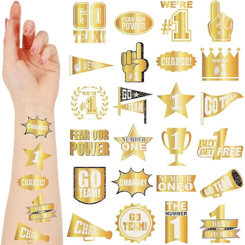 Landhoow 240 Pcs Silver Team Spirit Tattoos Temporary Glitter Go Team Tattoos School Field Day Camp Spirit Day Accessories Football Cheer Stickers for Pep Rally Supplies Color Accessories in Saudi Arabia