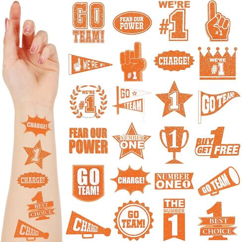 Landhoow 240 Pcs Silver Team Spirit Tattoos Temporary Glitter Go Team Tattoos School Field Day Camp Spirit Day Accessories Football Cheer Stickers for Pep Rally Supplies Color Accessories in Saudi Arabia