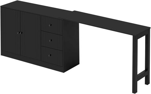 89.7''Wooden Sideboard with Extendable Table,Multifunctional Storage Cabinet with 2 Doors and 3 Drawers,for Living Room,Study,Foyer and Kitchen in Kuwait