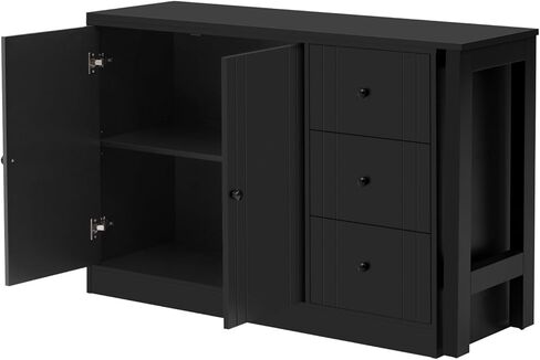 89.7''Wooden Sideboard with Extendable Table,Multifunctional Storage Cabinet with 2 Doors and 3 Drawers,for Living Room,Study,Foyer and Kitchen in Kuwait