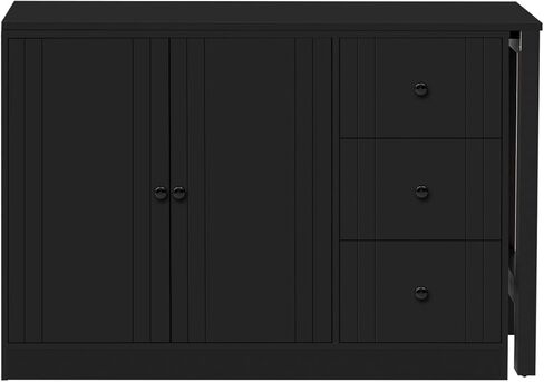 89.7''Wooden Sideboard with Extendable Table,Multifunctional Storage Cabinet with 2 Doors and 3 Drawers,for Living Room,Study,Foyer and Kitchen in Kuwait