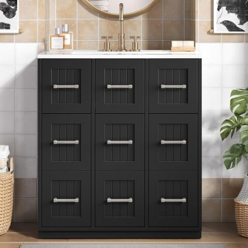30inch Bathroom Vanity with Undermount Sink and Drawers, Painted Surface, Soft-Close Doors, Bathroom Cabinet with Tip-Out Drawer in Kuwait