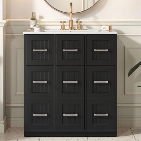 30inch Bathroom Vanity with Undermount Sink and Drawers, Painted Surface, Soft-Close Doors, Bathroom Cabinet with Tip-Out Drawer in Kuwait