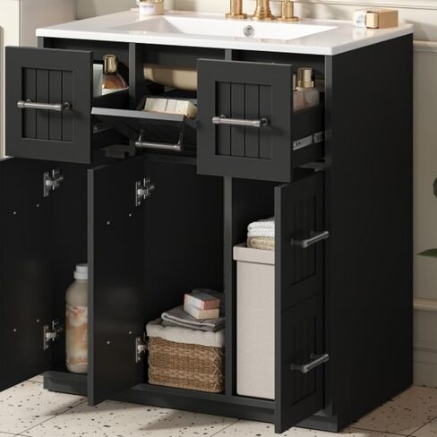 30inch Bathroom Vanity with Undermount Sink and Drawers, Painted Surface, Soft-Close Doors, Bathroom Cabinet with Tip-Out Drawer in Kuwait