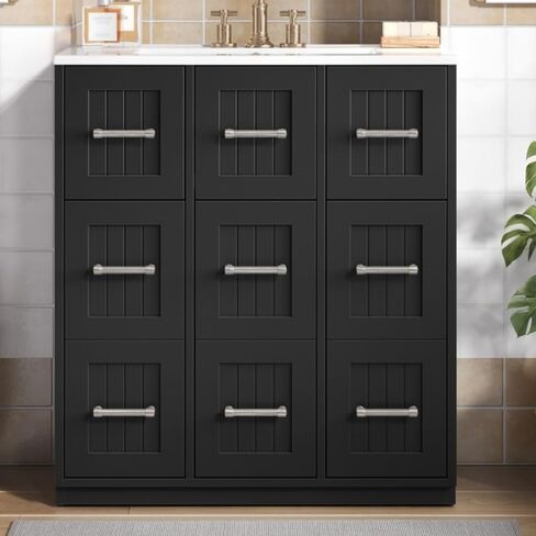 30inch Bathroom Vanity with Undermount Sink and Drawers, Painted Surface, Soft-Close Doors, Bathroom Cabinet with Tip-Out Drawer in Kuwait