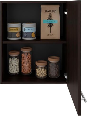 Wall Cabinet with 1 Door and 2 Shelves, Dark Walnut in Kuwait