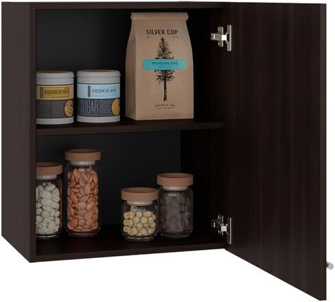 Wall Cabinet with 1 Door and 2 Shelves, Dark Walnut in Kuwait