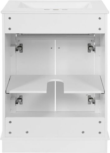 24" Bathroom Vanity with Integrated Ceramic Sink, Bathroom Cabinet with 2 Doors, 1 Tip-Out Drawer, Single Sink Bathroom Vanity for Small and Medium Restroom, White in Kuwait