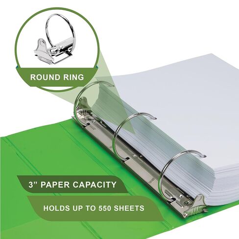 Samsill Plant-Based 3 Inch Durable Round Ring, View Binder, Eco-Friendly, USDA Certified Biobased, Single, Lime Green in Kuwait