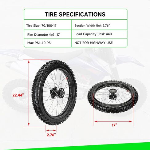 3.00-14 90/100-14 خلفي و2.75x17 70/100-17 مجموعة حافة الدراجة الترابية الأمامية متوافقة مع أبولو SSR 150cc 125cc 110cc SR150 KX85 KLX125 KLX140 MX80 MX85 TaoTao DB17 دراجة الطرق الوعرة in Kuwait