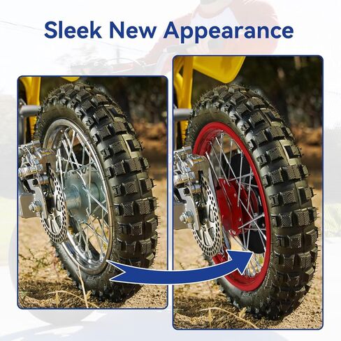 MX650 Rear Wheel Assembly Replacement for Razor MX500 MX650 SX500 McGrath Dirt Rocket Bike, 2.50-10 Dirt Bike Tire with 2.50x10 Inner Tube Brake Rotor 25H Chain Sprocket Parts with Red Rim in Kuwait