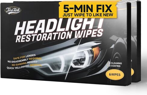 toretark Headlight Restoration Kit Wipes, 5-Min Fix, Restoring to Like-New Condition, Safe for OEM Lens, Headlight Restoration Wipes & Cleaning Wipes, Headlight Cleaner and Restorer Kit in Kuwait