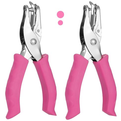 Single Hole Punch Set, 2 Pcs 1/4&1/8 Inch Hole Puncher Single with Soft Grip Handle, One Punch with Scrap Container, 8 Sheets Capacity, Fun Punch for Paper Crafts, Scrapbooks, Tags, Tickets in Kuwait