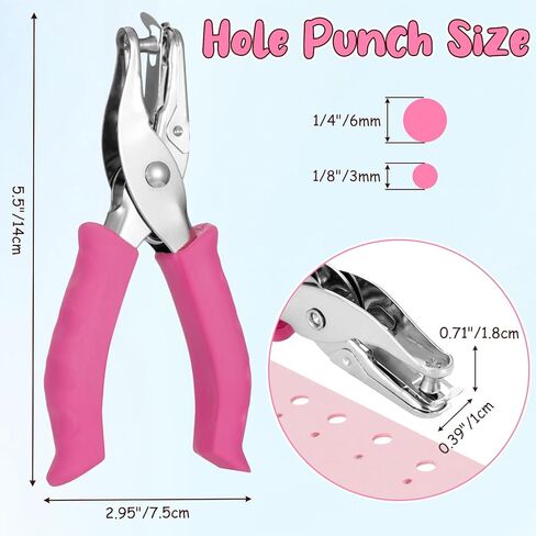 Single Hole Punch Set, 2 Pcs 1/4&1/8 Inch Hole Puncher Single with Soft Grip Handle, One Punch with Scrap Container, 8 Sheets Capacity, Fun Punch for Paper Crafts, Scrapbooks, Tags, Tickets in Kuwait
