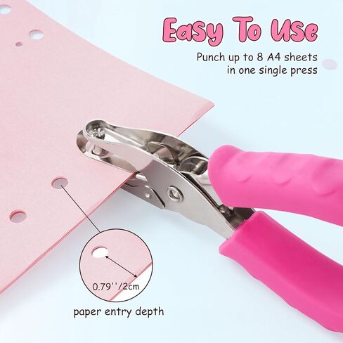 Single Hole Punch Set, 2 Pcs 1/4&1/8 Inch Hole Puncher Single with Soft Grip Handle, One Punch with Scrap Container, 8 Sheets Capacity, Fun Punch for Paper Crafts, Scrapbooks, Tags, Tickets in Kuwait