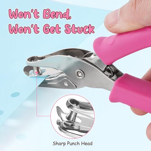 Single Hole Punch Set, 2 Pcs 1/4&1/8 Inch Hole Puncher Single with Soft Grip Handle, One Punch with Scrap Container, 8 Sheets Capacity, Fun Punch for Paper Crafts, Scrapbooks, Tags, Tickets in Kuwait
