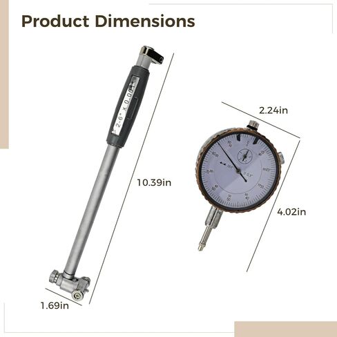 Cylinder Bore Gauge With Mechanical Dial Face, Precision 0.001, Includes Calibration Rods, Abs Storage Case, Multiple Extension Probes in Kuwait