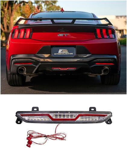Replacement For 2024-Present Ford Mustang S650 Models | EOS Performance Package Replacement V-Shaped Clear Lens LED Rear Third 3rd Brake Center Reverse Parking Back-Up Light in Kuwait