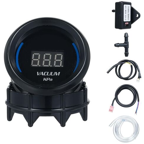Digital Vacuum Gauge Kit 52mm Blue LED Display Precision Monitoring Universal for Cars SUVs Trucks 12V Vehicles with Built in Sensor and T Fitting in Kuwait