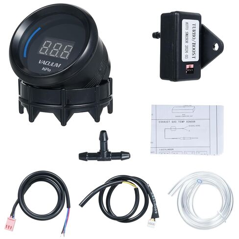 Digital Vacuum Gauge Kit 52mm Blue LED Display Precision Monitoring Universal for Cars SUVs Trucks 12V Vehicles with Built in Sensor and T Fitting in Kuwait
