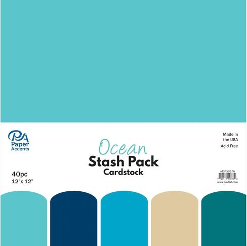 PA Paper Accents Stash Pack Cardstock Pack 12" x 12" Aqua Colored cardstock Paper for Card Making, Scrapbooking, Printing, Quilling and Crafts, 65lb., 40 Pieces in Saudi Arabia