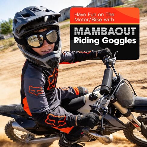 نظارات الدراجة الترابية للأطفال من MAMBAOUT نظارات للدراجات النارية، حماية من الأشعة فوق البنفسجية مضادة للخدش والضباب والغبار والرياح للأولاد والبنات والشباب in Kuwait