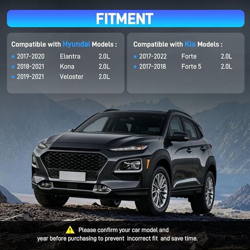 مجموعة سلسلة التوقيت 243502E700 متوافقة مع Hyundai Elantra Kona Veloster 2017-2021 & Kia Forte 2017-2022 2.0L، تتضمن ضرس VVT للسحب/العادم وملفات لولبية ومضخة مياه مع حشية in Kuwait