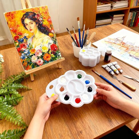 50 Pcs Paint Palettes, One Time Use Plastic Paint Pallets, Mini Watercolor Painting Palettes for Painting or DIY Craft Class, White 4.6 in in Kuwait