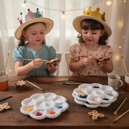50 Pcs Paint Palettes, One Time Use Plastic Paint Pallets, Mini Watercolor Painting Palettes for Painting or DIY Craft Class, White 4.6 in in Kuwait