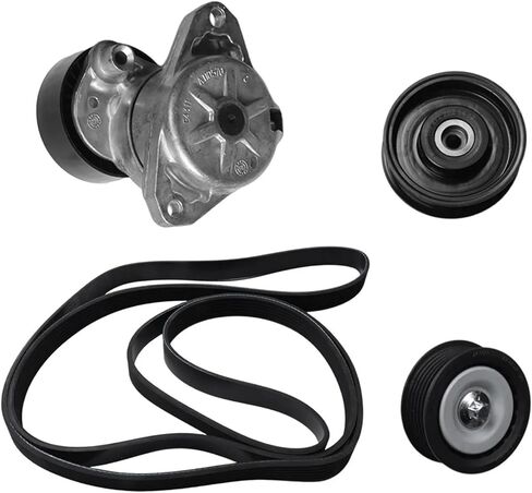 Engine Drive Belt Tensioner Assembly & 2 Idler Pulleys & Belt Compatible For Benz M272 M273 2722000270+1419+1019+6PK2400 in Kuwait