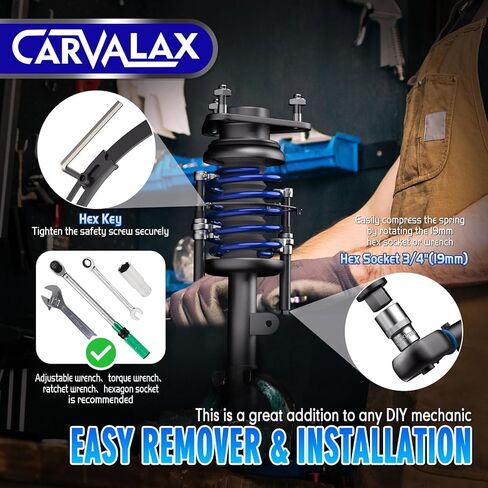 CARVALAX Coil Spring Compressor Tool, 2pcs Automotive Spring Compressor Set with Extendable Safety Bracket, 2670LB Heavy Duty Macpherson Strut Spring Compression Set for Car Truck ATV UTV in Kuwait