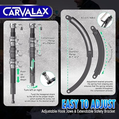 CARVALAX Coil Spring Compressor Tool, 2pcs Automotive Spring Compressor Set with Extendable Safety Bracket, 2670LB Heavy Duty Macpherson Strut Spring Compression Set for Car Truck ATV UTV in Kuwait