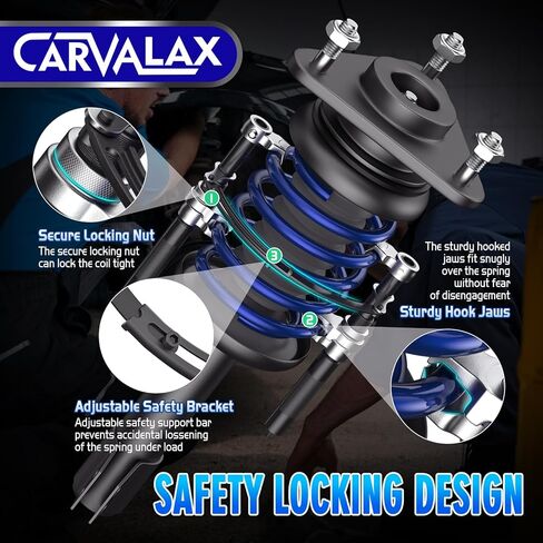 CARVALAX Coil Spring Compressor Tool, 2pcs Automotive Spring Compressor Set with Extendable Safety Bracket, 2670LB Heavy Duty Macpherson Strut Spring Compression Set for Car Truck ATV UTV in Kuwait