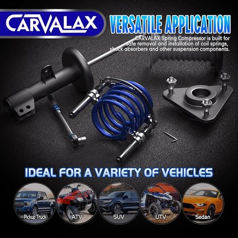 CARVALAX Coil Spring Compressor Tool, 2pcs Automotive Spring Compressor Set with Extendable Safety Bracket, 2670LB Heavy Duty Macpherson Strut Spring Compression Set for Car Truck ATV UTV in Kuwait