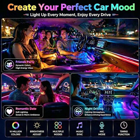 RGB-IC سيارة LED USB أضواء الشريط الداخلي مع جهاز التحكم عن بعد، حلم لون السيارة المحيطة الإضاءة التطبيق التحكم، متعدد الألوان Footwell تحت اندفاعة مطاردة داخل مجموعات الضوء للسيارات ATV شاحنة، DC12V in Kuwait