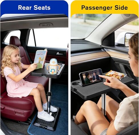 Car Seat Tray Table, Adjustable Car Desk for Laptop & Tablet, Multi-Function Travel Tray for Front Passenger/Rear/Driver Seat, Eating & Work Tray, Essentials Accessories for Long Trips in Kuwait