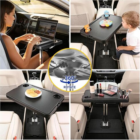 Car Seat Tray Table, Adjustable Car Desk for Laptop & Tablet, Multi-Function Travel Tray for Front Passenger/Rear/Driver Seat, Eating & Work Tray, Essentials Accessories for Long Trips in Kuwait
