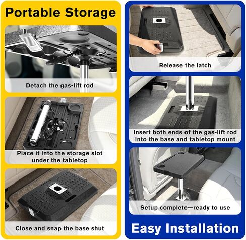 Car Seat Tray Table, Adjustable Car Desk for Laptop & Tablet, Multi-Function Travel Tray for Front Passenger/Rear/Driver Seat, Eating & Work Tray, Essentials Accessories for Long Trips in Kuwait