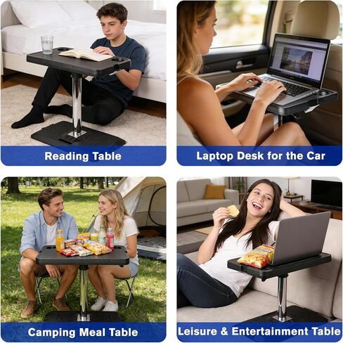 Car Seat Tray Table, Adjustable Car Desk for Laptop & Tablet, Multi-Function Travel Tray for Front Passenger/Rear/Driver Seat, Eating & Work Tray, Essentials Accessories for Long Trips in Kuwait