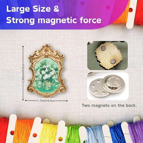 Kalaxy47 Needle Minder Magnet - Exclusive The White Rose Design, Gold Stamping, 2.4" Large Powerful Magnet for Cross Stitch, Embroidery, Sewing，Fridge Magnet，Safe for Crafters， (The White Rose) in Kuwait