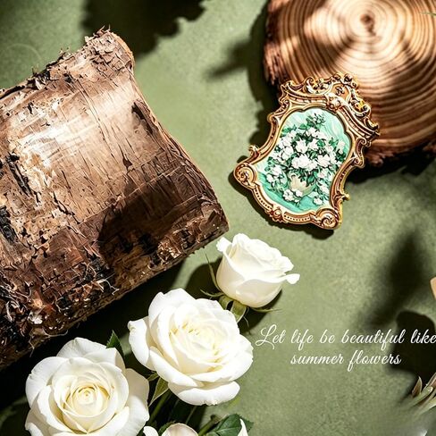Kalaxy47 Needle Minder Magnet - Exclusive The White Rose Design, Gold Stamping, 2.4" Large Powerful Magnet for Cross Stitch, Embroidery, Sewing，Fridge Magnet，Safe for Crafters， (The White Rose) in Kuwait