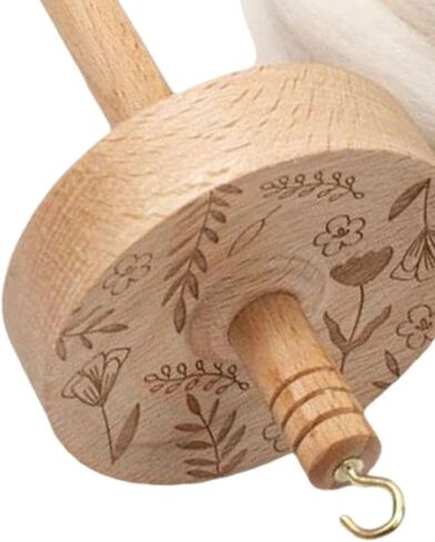 Wood Drop Spindle Top Whorl 12.80inch Yarn Spinner with Wool Strips DIY Spinning Tool for Beginners and Advanced in Kuwait