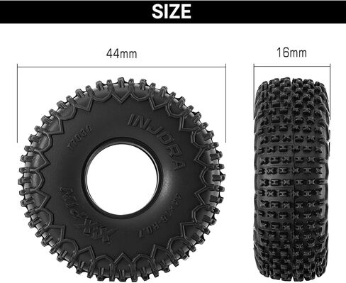 INJORA 44 * 16mm 0.7" XHX Pin Tires for 1/30 Axial SCX30 (T7030) in Kuwait