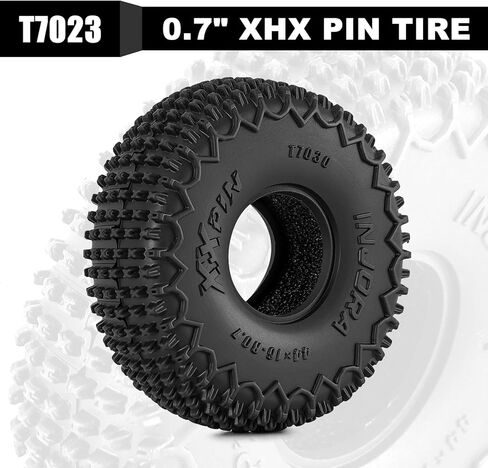 INJORA 44 * 16mm 0.7" XHX Pin Tires for 1/30 Axial SCX30 (T7030) in Kuwait
