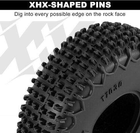 INJORA 44 * 16mm 0.7" XHX Pin Tires for 1/30 Axial SCX30 (T7030) in Kuwait