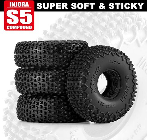 INJORA 44 * 16mm 0.7" XHX Pin Tires for 1/30 Axial SCX30 (T7030) in Kuwait