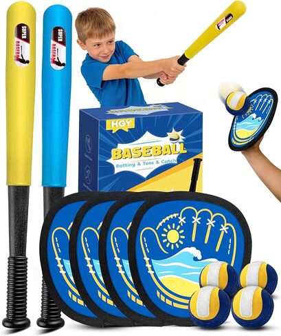 Toss and Catch Baseball Toys,Outdoor Sport Games for Kids and Family with Tball Bats and Toddler Baseball Glove and Sticky Soft Balls. Great for Yard Lawn Beach Pool and Indoor Fun in Kuwait